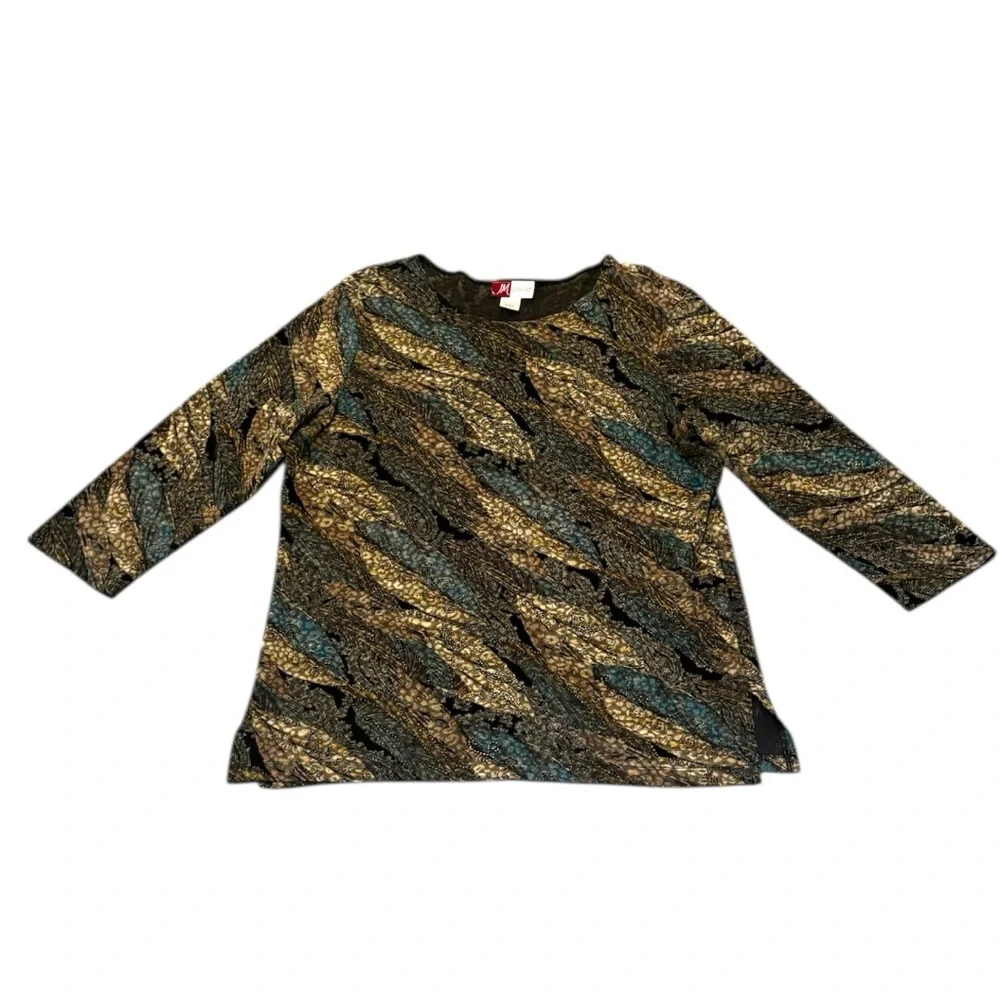 JM Collection weaved Patterned Blouse - Picture 1 of 2